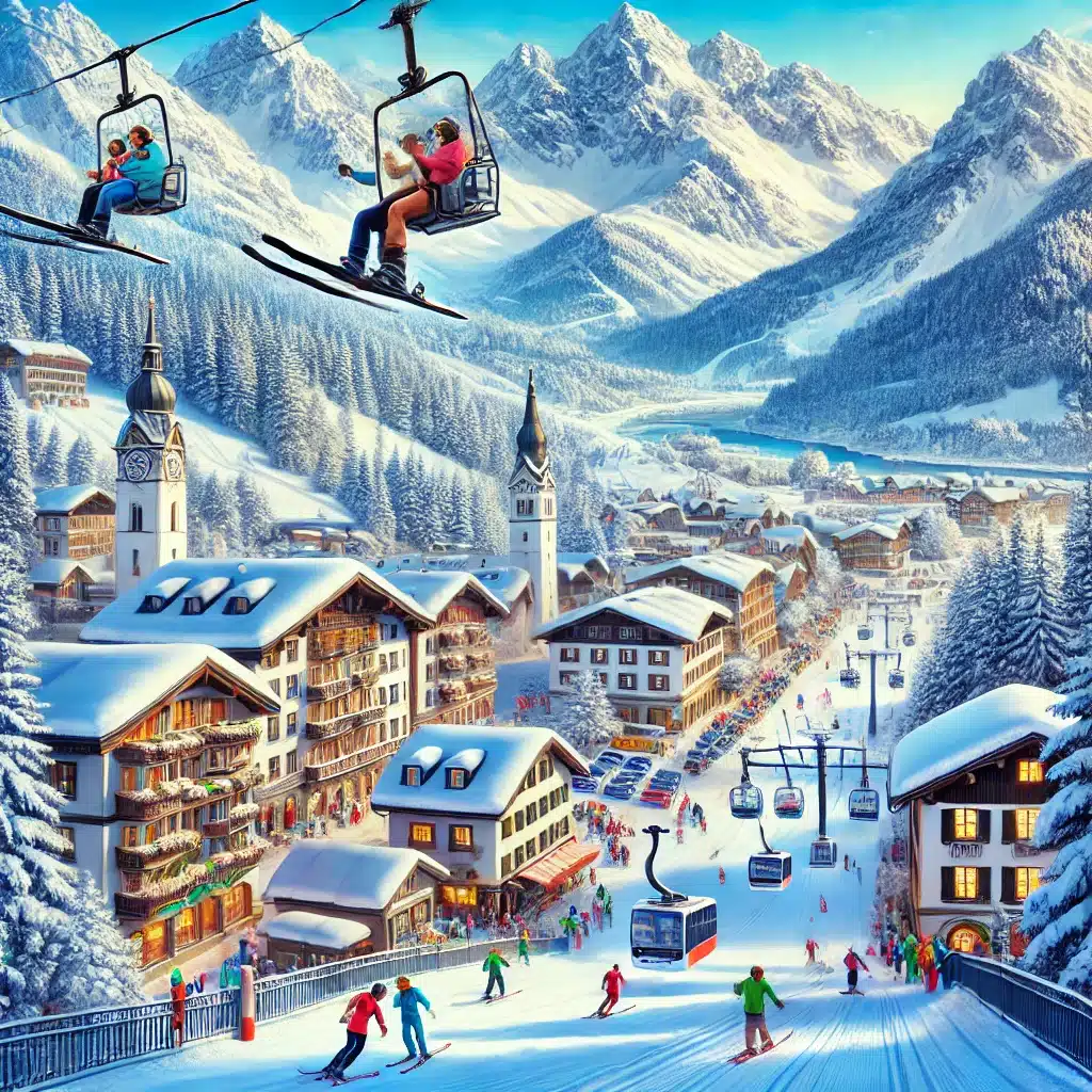 eine Gruppe Skifahrer in Garmisch Partenkirchen